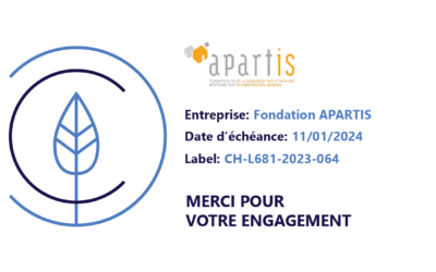 Nous félicitons sincèrement la fondation Apartis pour le renouvellement de son label Carbon Fri